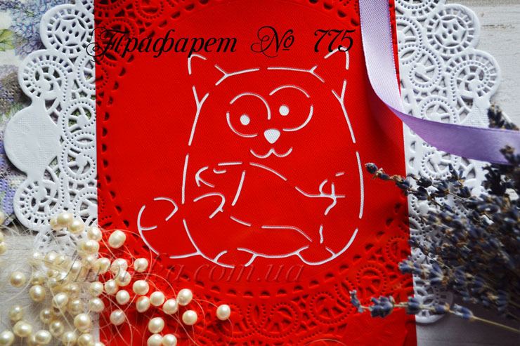 Трафарет котик с рыбкой