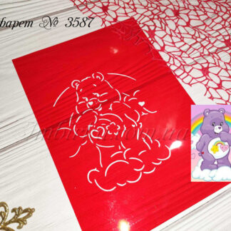 Трафарет мишка с радугой на животике