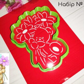 Набор мишка с цветочками 3